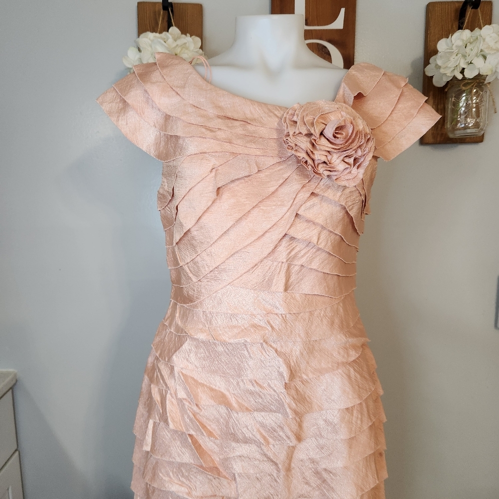 London Times Ruffle Midi Dress